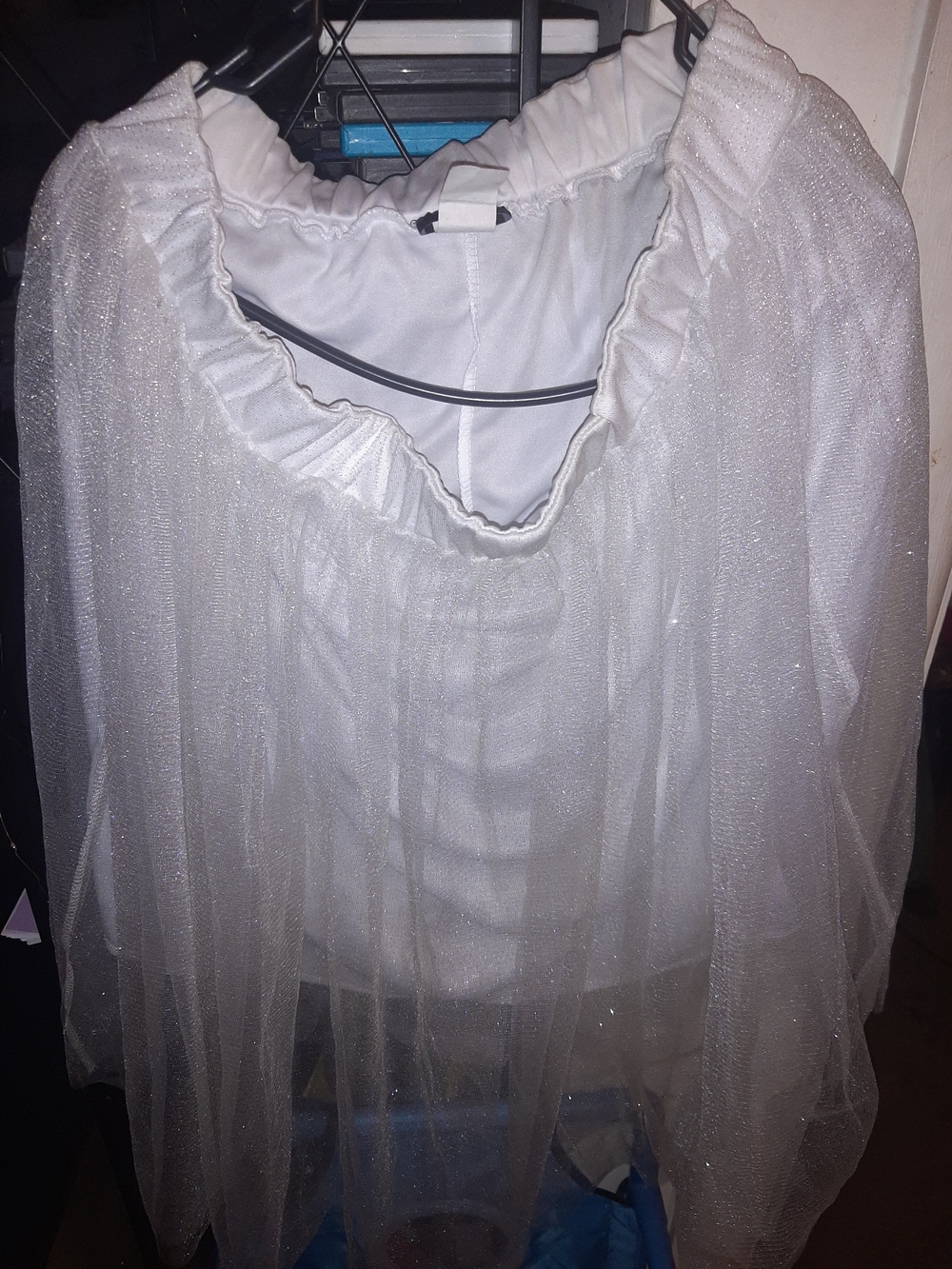 White Glitter Mesh Tulle Skirt Women's